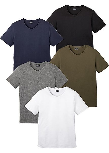 bonprix T-Shirt (Packung, 5-tlg) regular fit Schnitt, Kurzarm, V-Ausschnitt günstig online kaufen