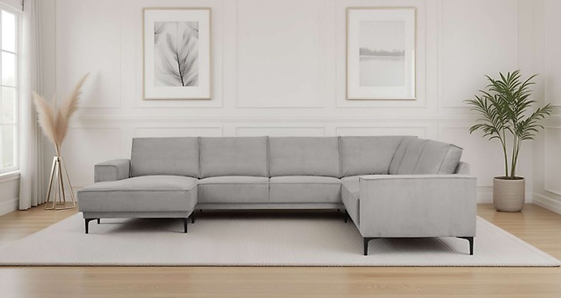 PLACES OF STYLE Wohnlandschaft »XXL Sofa Oland, Struktur, Flachgewebe, Luxu günstig online kaufen