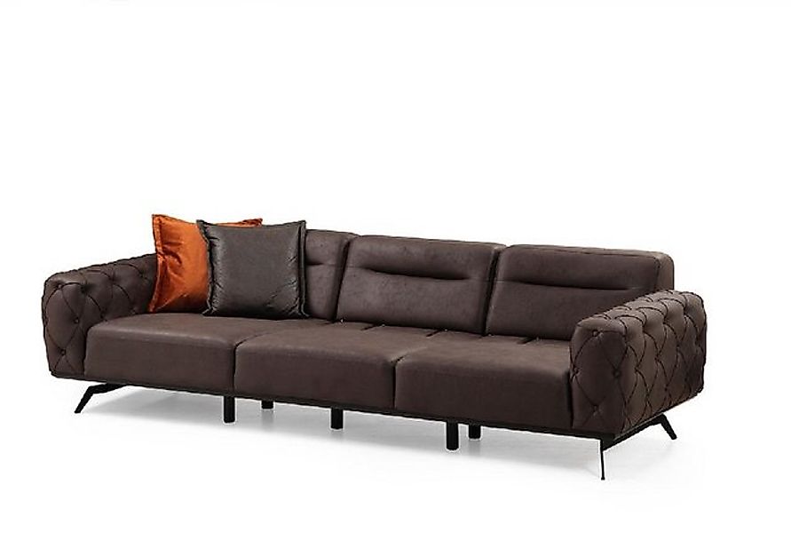 Xlmoebel 4-Sitzer Braunes Chesterfield Viersitzer Polster-Sofa aus Stoff, H günstig online kaufen