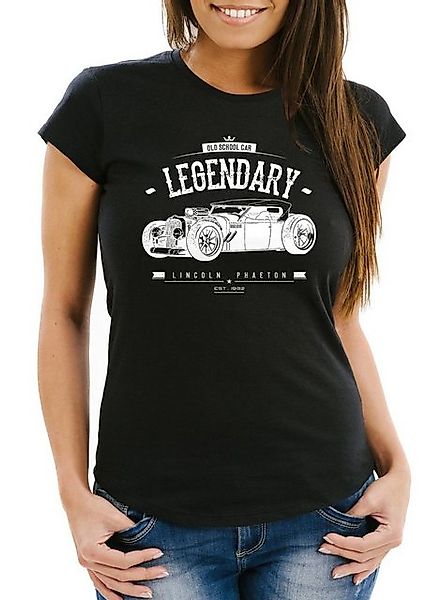 MoonWorks Print-Shirt Damen T-Shirt Hot Rod Legendary Oldtimer Slim Fit Moo günstig online kaufen