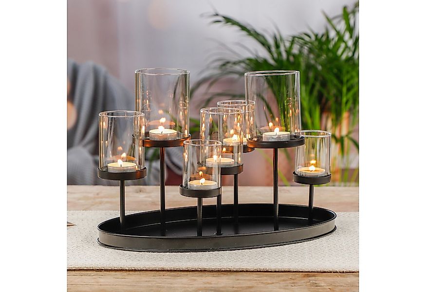 habeig Flaschenkerzenhalter Kerzenhalter mit 7 Glaszylindern, Teelichthalte günstig online kaufen