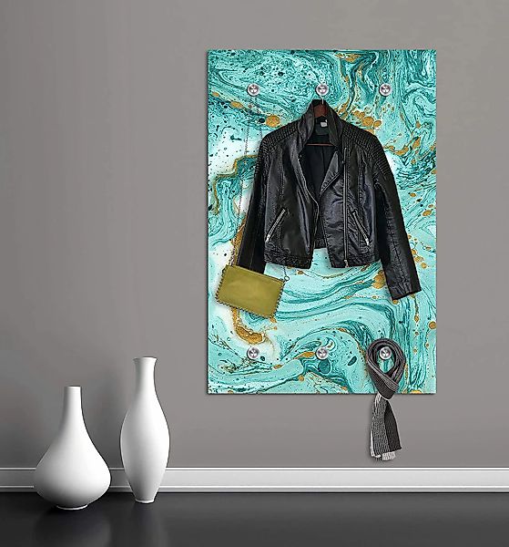 queence Garderobenleiste "Hardy" Wand Garderobe, Marmor Optik, Gold, Glitze günstig online kaufen