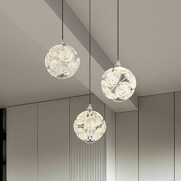 LED-Hängelampe Virina, Ø 42 cm, transparent, Kristall, 3-flg günstig online kaufen