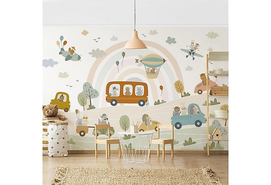 Bilderdepot24 Kindertapete Tiere Verkehr Kinderzimmer Ballon, Glatt, Matt, günstig online kaufen