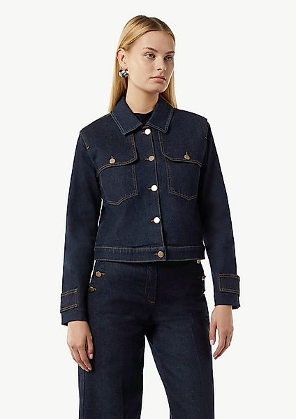 comma Funktionsjacke Indoor-Jacke Kastige Denimjacke mit goldfarbenen Knöpf günstig online kaufen