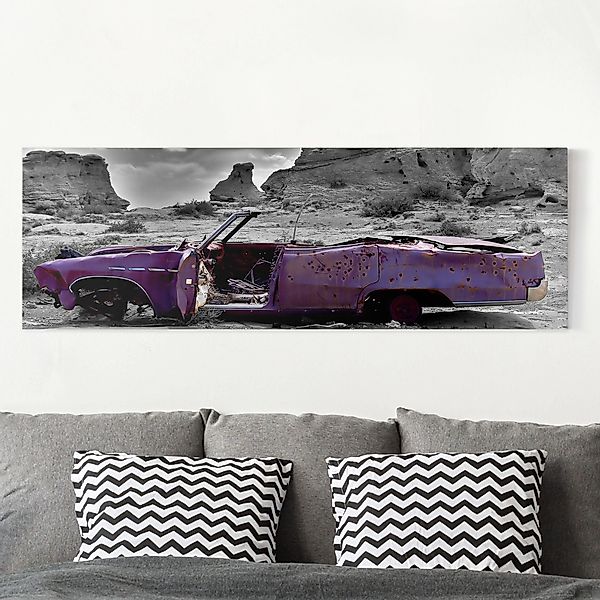 Leinwandbild - Panorama Pink Cadillac günstig online kaufen