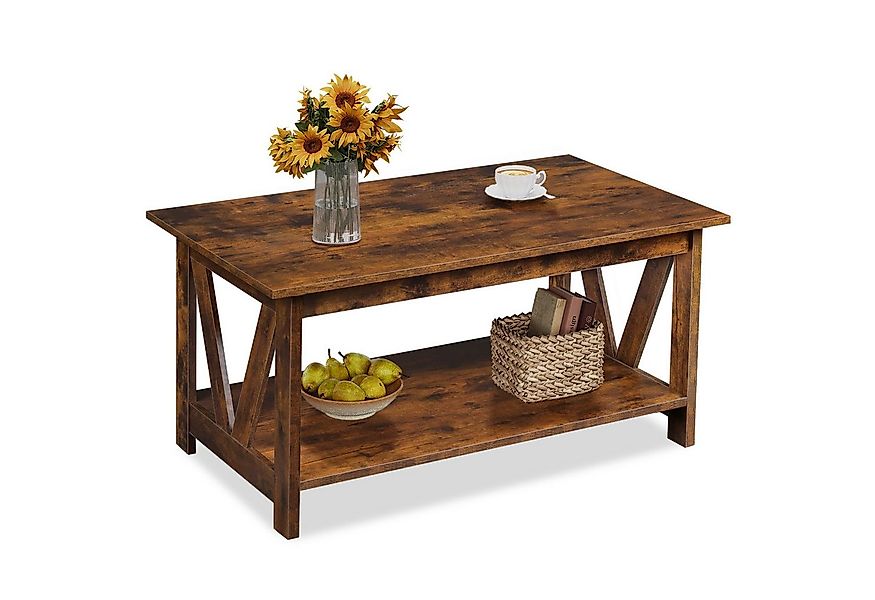 WLIVE Couchtisch Beistelltisch mit Stauraum, Holz Rechteckiger Couchtisch, günstig online kaufen