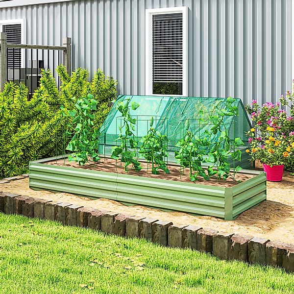 Outsunny Hochbeet aus Stahl, 241 x 90,5 x 30 cm Pflanzkasten, Pflanzkübel, günstig online kaufen