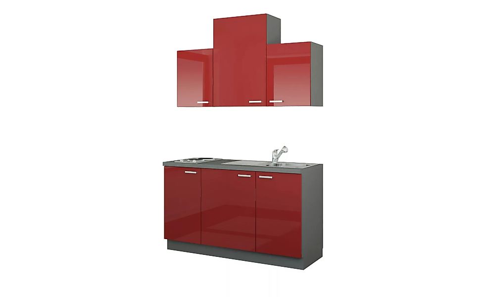 Küchenzeile mit Elektrogeräten - rot - 150 cm - Küchen > Küchenblöcke mit E günstig online kaufen