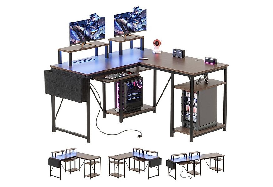 HOMALL Eckschreibtisch Eckschreibtisch Computertisch mit Monitorständer und günstig online kaufen