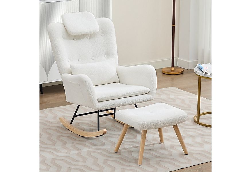 STILVORA Schaukelstuhl mit hocker Schaukelsessel mit Kopf,Relaxsessel aus S günstig online kaufen