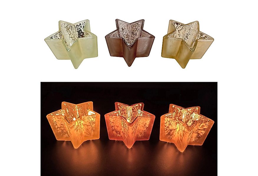 Online-Fuchs Teelichthalter Sterne - Kerzenständer aus Glas - Deko für Wint günstig online kaufen
