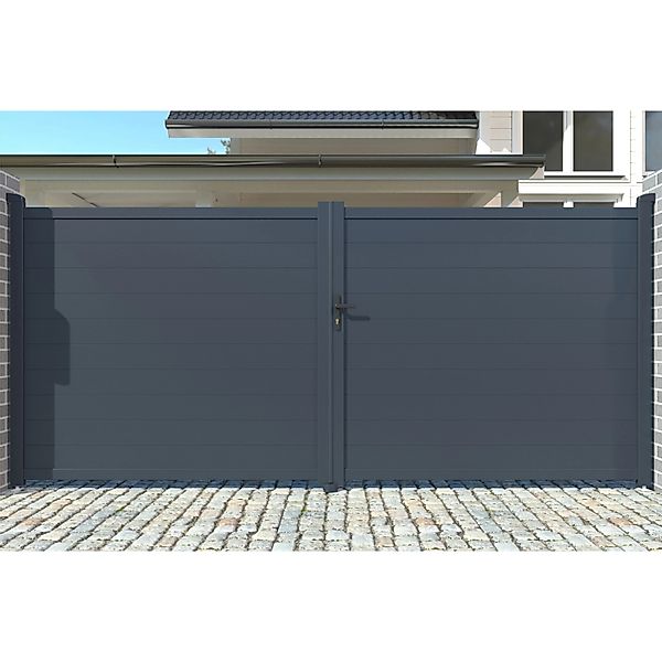Casanoov Flügeltor 3M Eiger H 180Cm Graues Aluminium & 2 Pfosten 20X20Cm H günstig online kaufen