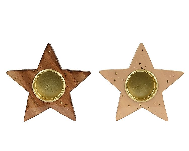 Kaemingk Teelichthalter, Teelichthalter Holz 11,5cm in Stern Form 1 Stück s günstig online kaufen