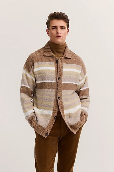 bugatti Cardigan "Regular Fit", gestreift mit Knopfleiste & Kragen günstig online kaufen