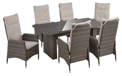 KONIFERA Garten-Essgruppe "Casablanca" Set, 6x Sessel, 1x Tisch 180x90x74 c günstig online kaufen