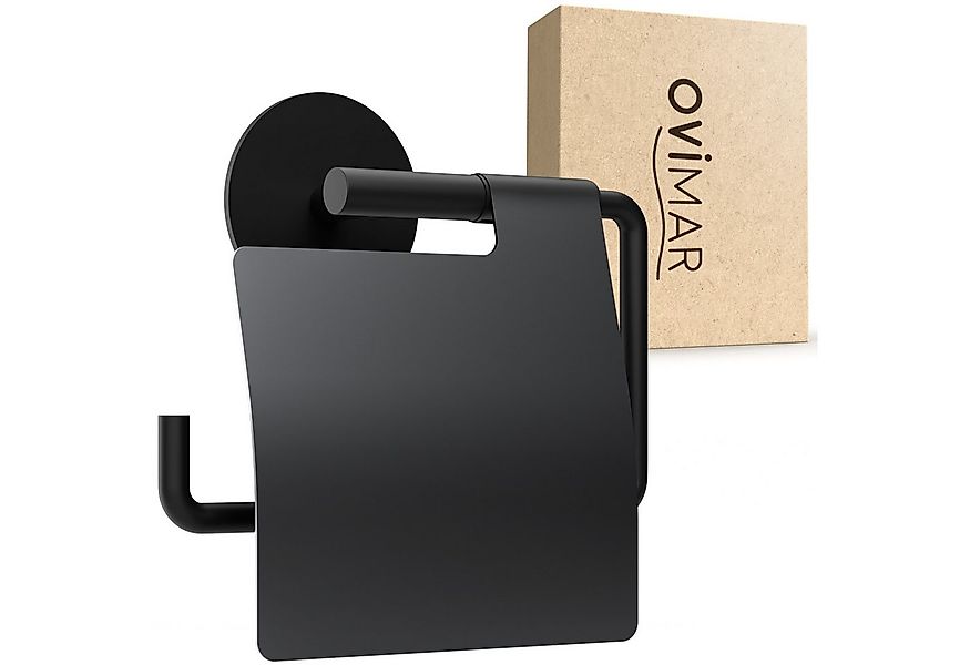 ovimar Toilettenpapierhalter Heroya (1-St), aus Edelstahl in Schwarz zur Zu günstig online kaufen