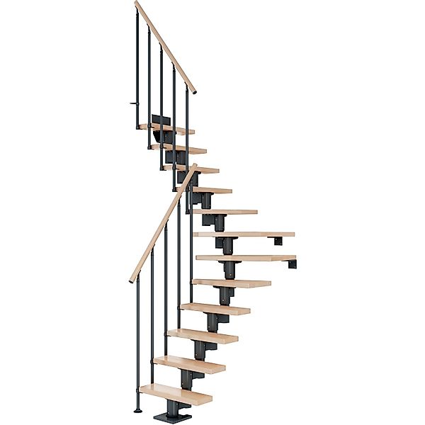 Dolle Mittelholmtreppe Dublin Buche Anthrazit GH bis 270 cm 1/4 Gewendelt 6 günstig online kaufen