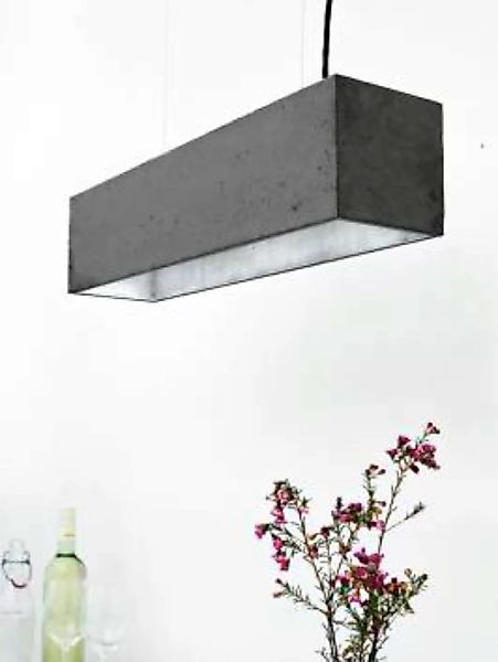 Design Hängelampe Beton LED Silber lang Modern günstig online kaufen