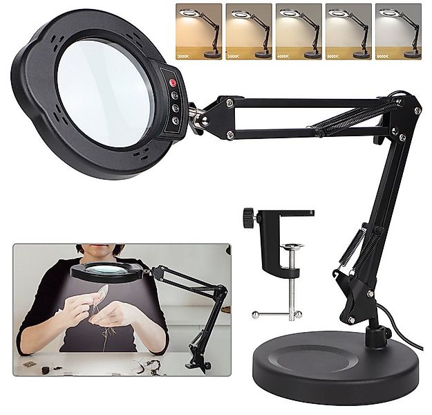 QUBEBU LED Schreibtischlampe Dimmbar Klemmlampe 10x Lupenleuchte Lupenlampe günstig online kaufen