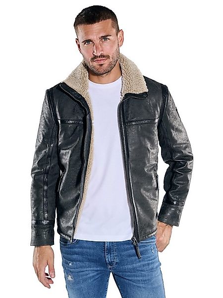 emilio adani Lederjacke Herren Lederjacke mit Umlegekragen, Anthrazit günstig online kaufen