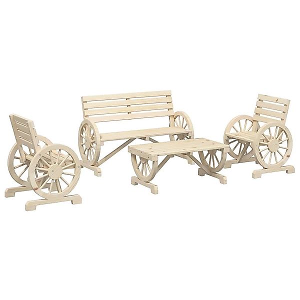 vidaXL Gartenlounge-Set 4-tlg. Garten-Lounge-Set Massivholz Tanne, günstig online kaufen