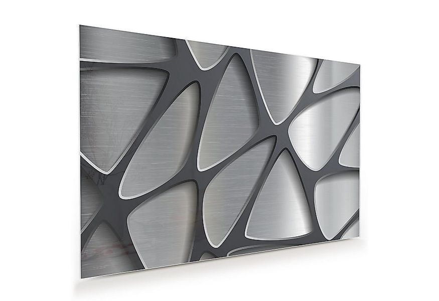 Primedeco Glasbild Wandbild Geometrisches Metallmuster mit Aufhängung, Text günstig online kaufen