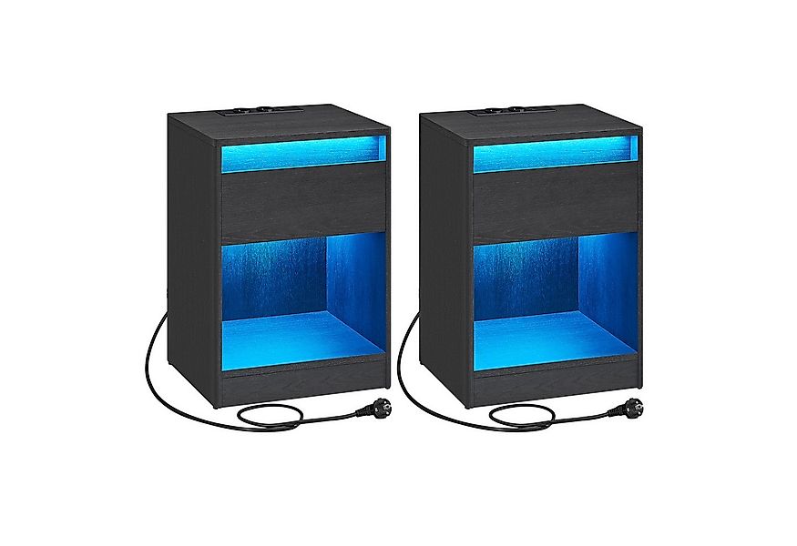 VASAGLE Nachttisch (2-St), mit einstellbarer LED-Beleuchtung, Beistelltisch günstig online kaufen