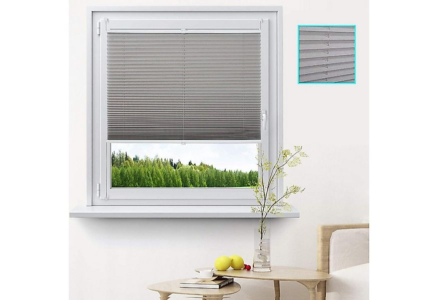 Woltu Plissee, Lichtschutz, Klemmfix Milchglas Muster, Jalousie Faltrollo günstig online kaufen