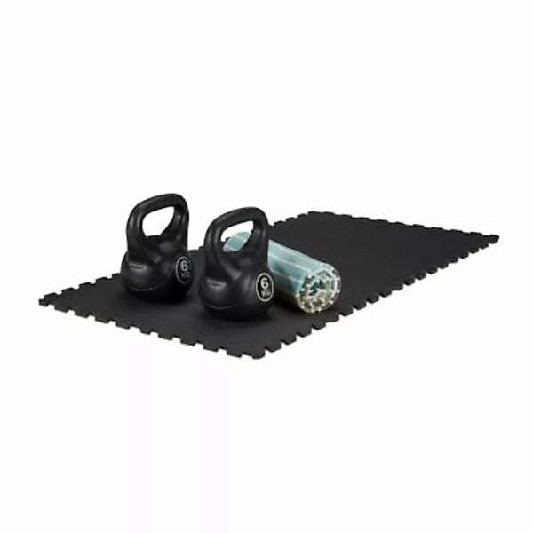 relaxdays Bodenschutzmatte Fitnessgeräte 24er Set schwarz günstig online kaufen