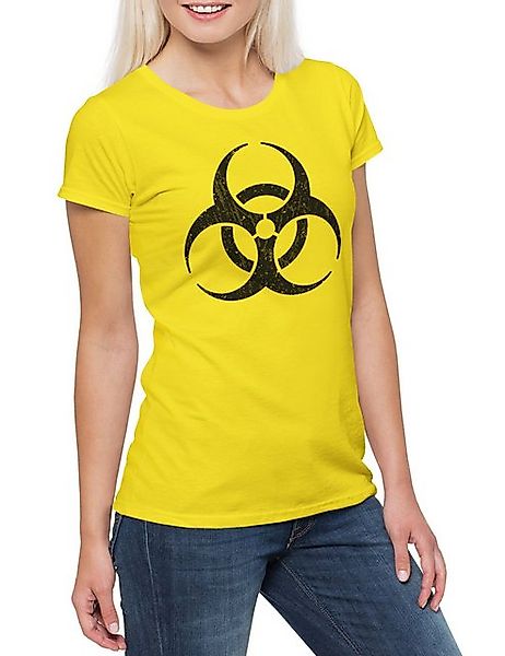 Urban Backwoods Print-Shirt Biohazard Vintage Symbol Damen T-Shirt Big Cont günstig online kaufen