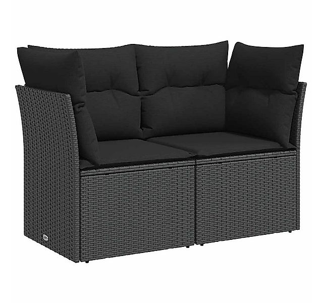 vidaXL Loungesofa Gartensofa mit Kissen 2-Sitzer Schwarz Poly Rattan, 1 Tei günstig online kaufen