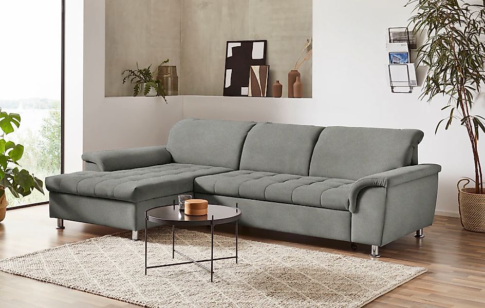 DOMO collection Ecksofa "Franzi, zeitlos und elegant, moderne Sitzheftung, günstig online kaufen