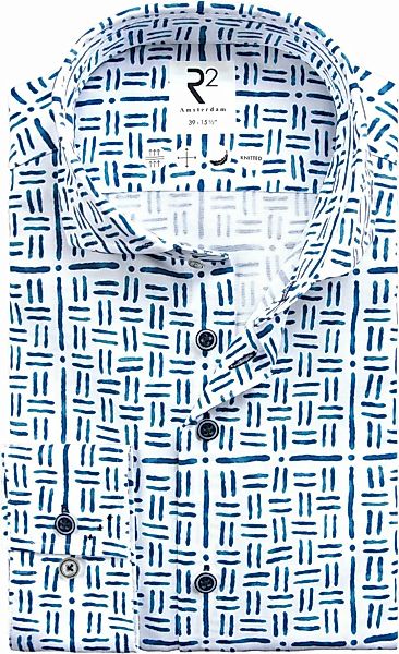 R2 Hemd Knitted Druck Blau - Größe 44 günstig online kaufen