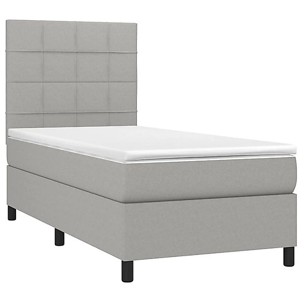 vidaXL Boxspringbett mit Matratze & LED Hellgrau 90x200 cm Stoff 3134845 günstig online kaufen