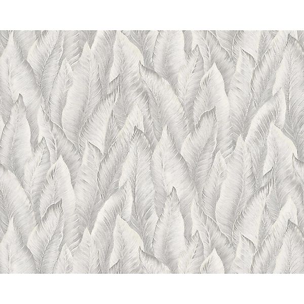 EDEM 420ST27 Präge Tapete Floral glitzernd Weiß hell-Grau Silber 1,06 m x 1 günstig online kaufen