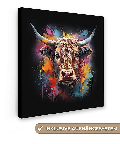 OneMillionCanvasses® Leinwandbild Graffiti - Schottischer Highlander - Schw günstig online kaufen
