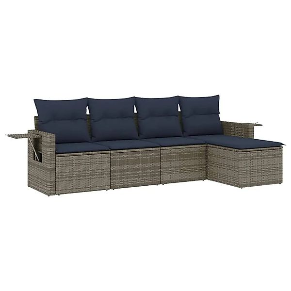 vidaXL 5-Tlg Gartensofa-Set mit Kissen Grau Polyrattan 3220090 günstig online kaufen