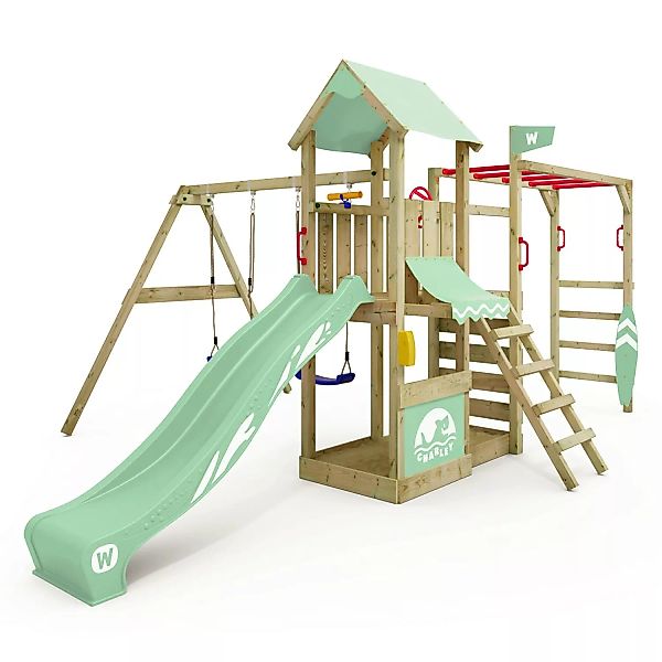 Wickey Spielturm Smart Baboon mit Rutsche Pastellgrün günstig online kaufen