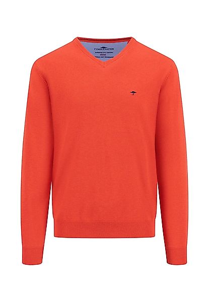 FYNCH-HATTON Strickpullover mit Logostickerei und V-Ausschnitt günstig online kaufen