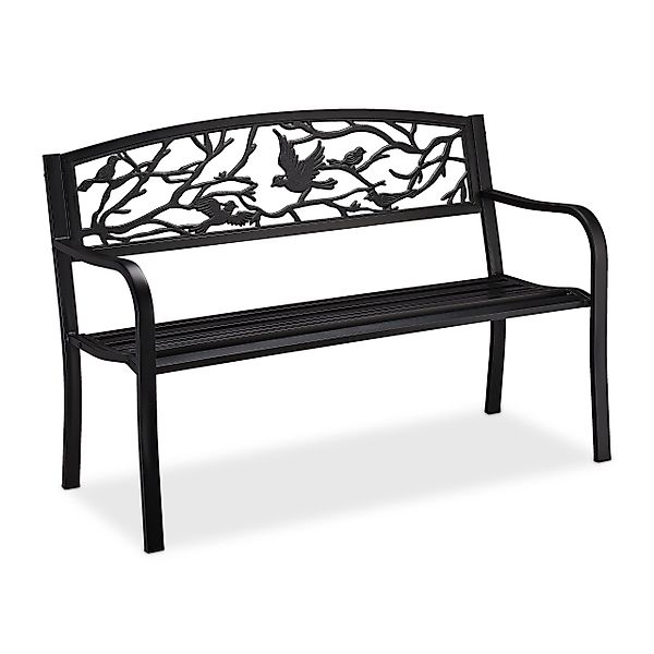 relaxdays Gartenbank Vögel Desig, Schwarz günstig online kaufen