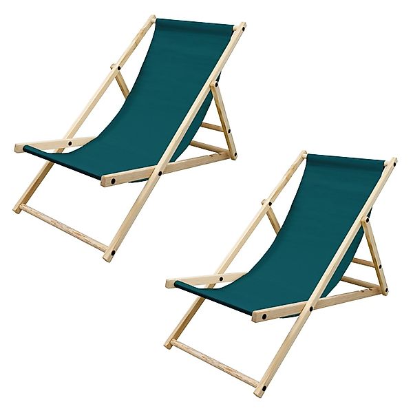 ECD Germany 2Er Set Liegestuhl Klappbar Holz 3 Liegepositionen Dunkelgrün 1 günstig online kaufen