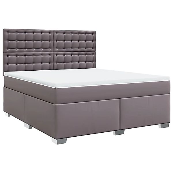 vidaXL Boxspringbett mit Matratze Grau 180x200 cm Kunstleder 3290734 günstig online kaufen
