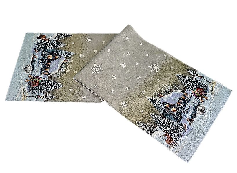 texpot Tischdecke Druck Winterdorf Advent Weihnachten günstig online kaufen