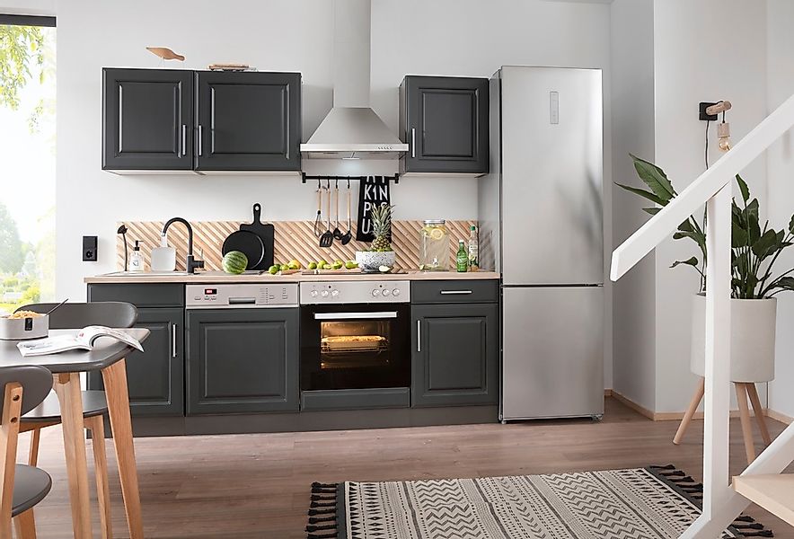 KOCHSTATION Küchenzeile "KS-Stockholm", Breite 220 cm, mit hochwertigen MDF günstig online kaufen