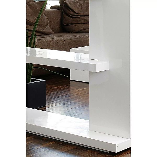 Wohnzimmer Raumteiler Regal weiß Hochglanz, B/T/H: 128/30/180cm günstig online kaufen