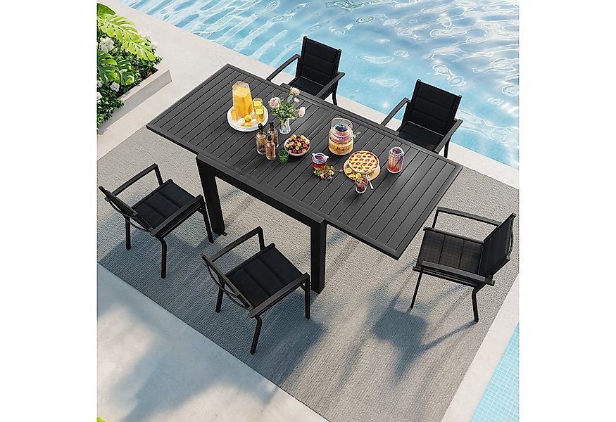 GUNJI Gartentisch Esstisch ausziehbar 80/160 x 75cm Gartentisch wetterfest günstig online kaufen