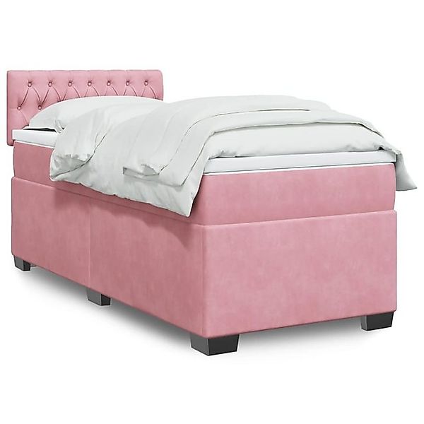 vidaXL Boxspringbett, Boxspringbett mit Matratze Rosa 90x190 cm Samt günstig online kaufen