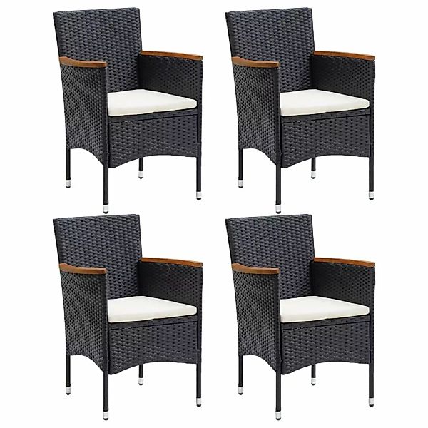 Garten-essstühle 4 Stk. Poly Rattan Schwarz günstig online kaufen