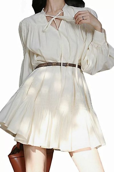 Orient Phoenix Sommerkleid Damen Weiß süß kurzer Minikleid mit Puffärmeln u günstig online kaufen